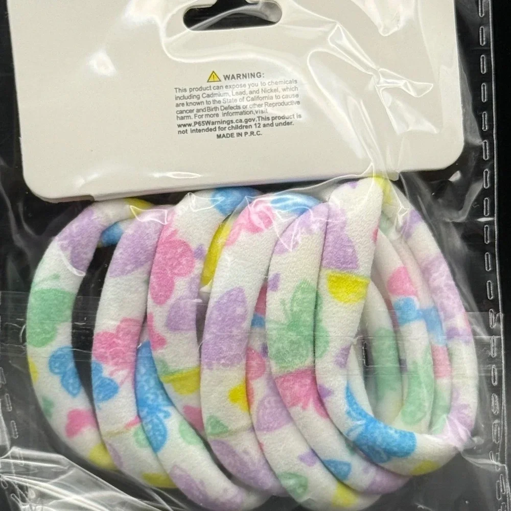 Princess Accessories Kids Butterfly Print Pastel Soft Fabric Hair Ties 6 Pack